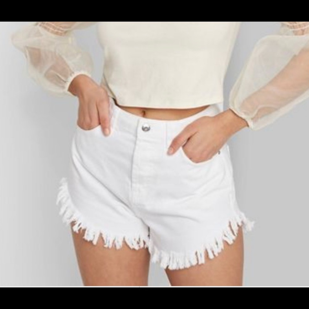 White Fringe Shorts